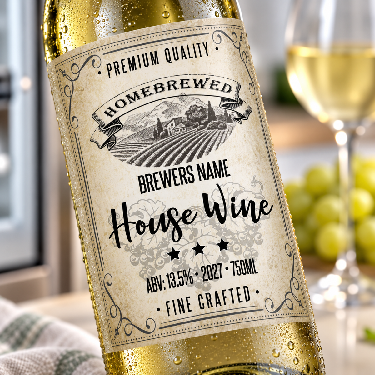Appledore - custom wine bottle sticker