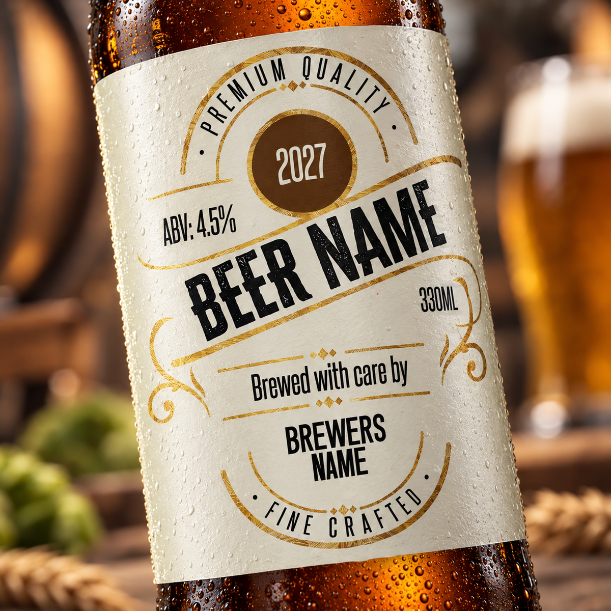 Aumsville - custom beer bottle labels