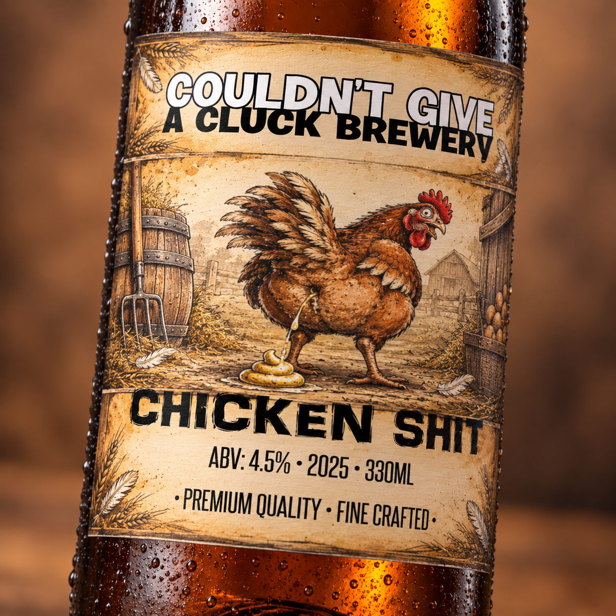 Chicken Shit - custom beer bottle labels