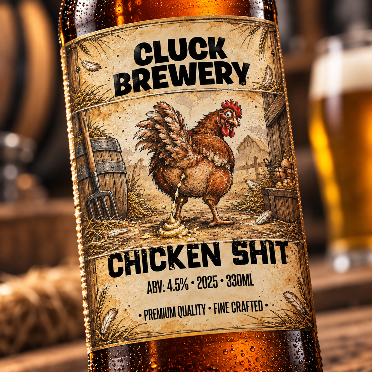 Chicken Shit - custom beer bottle labels