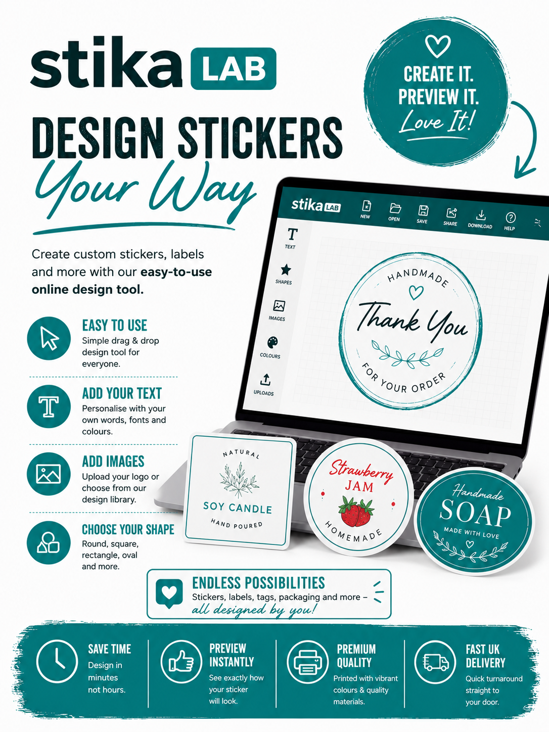 Design personalised labels online with StikaLab
