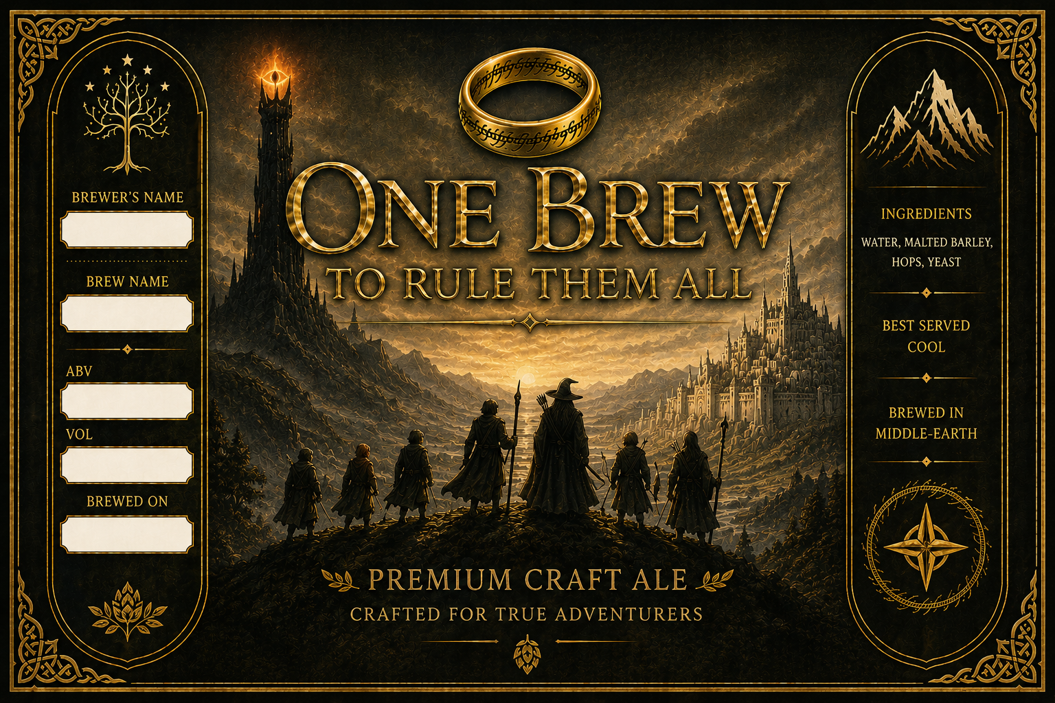 One Brew - blank ale bottle sticker