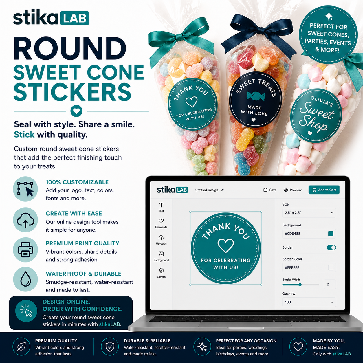 Sweet Cone Sticker Templates