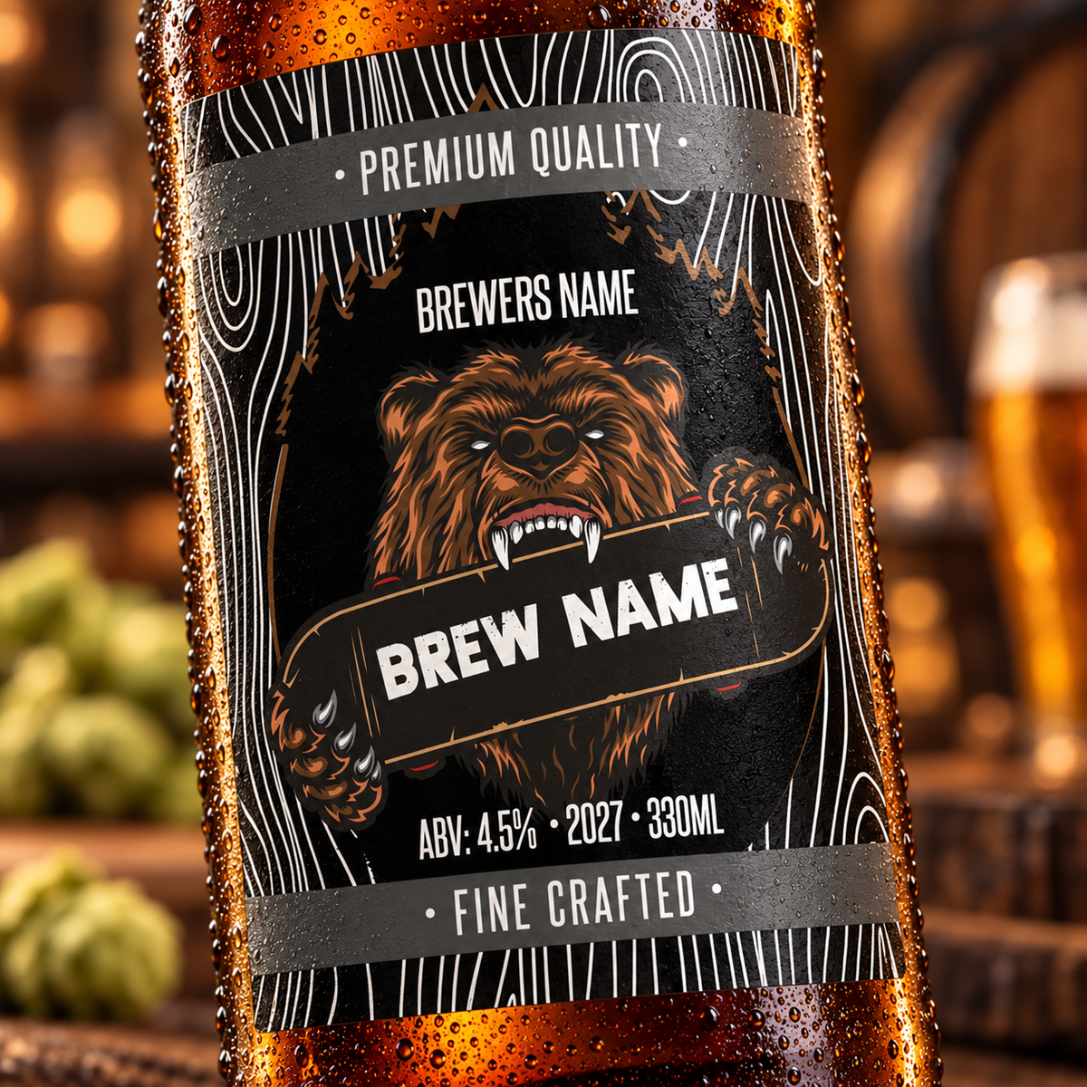 Woodville - custom beer bottle labels