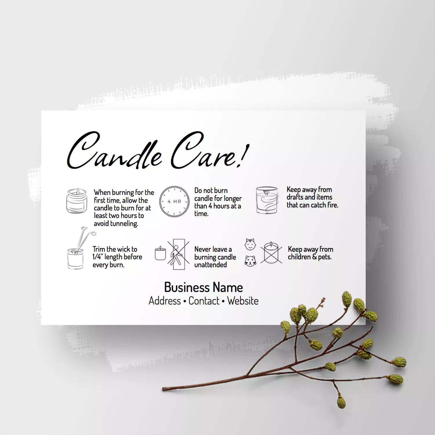 Albertville Simple - Candle Care Card