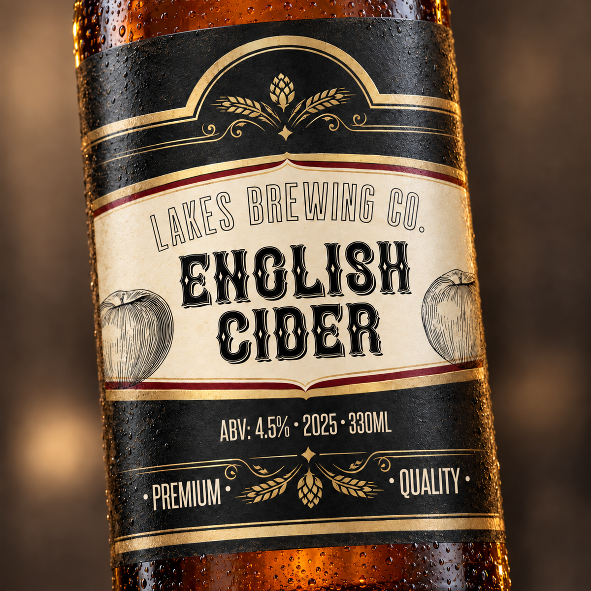 Cinematic Black - custom beer bottle labels