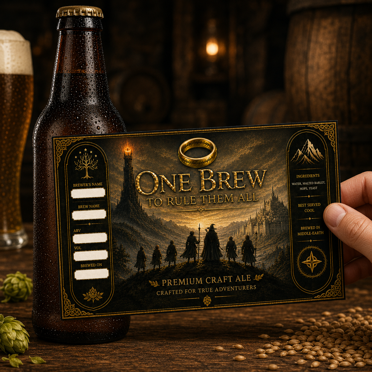 One Brew - blank ale bottle sticker