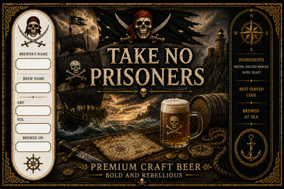 Take No Prisoners - blank beer bottle sticker