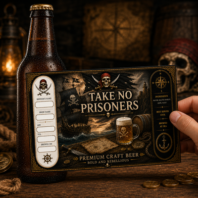 Take No Prisoners - blank beer bottle sticker