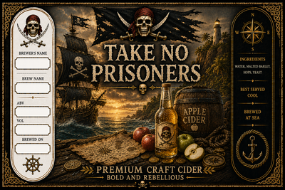 Take No Prisoners - blank cider bottle sticker