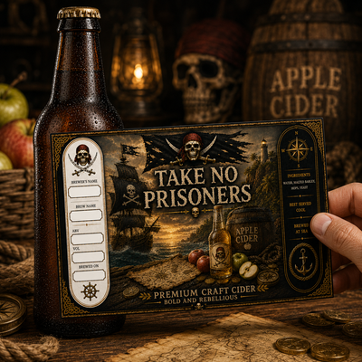 Take No Prisoners - blank cider bottle sticker