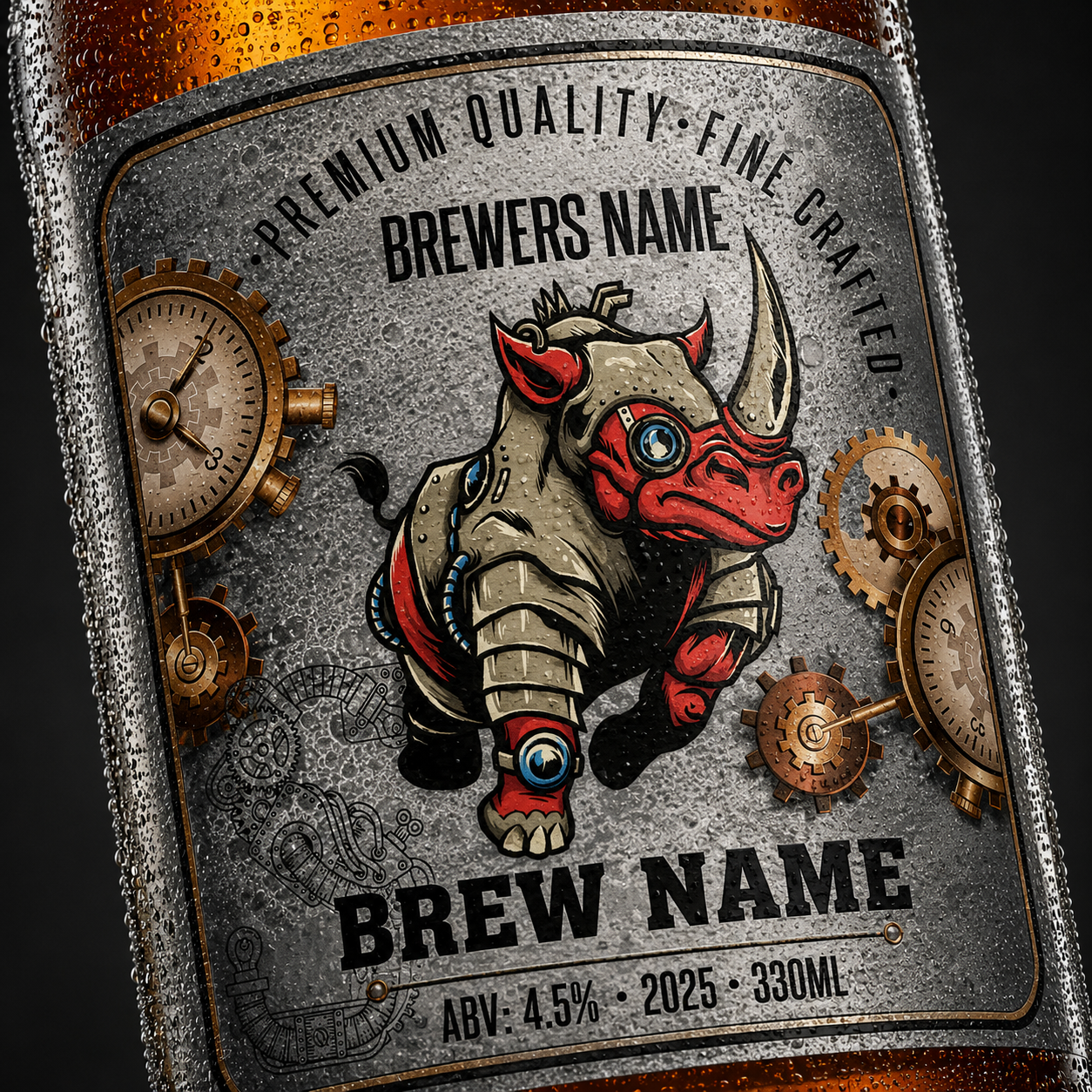 Steampunk - custom brew bottle sticker