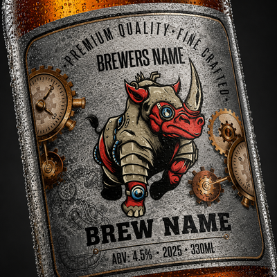 Steampunk - custom brew bottle sticker
