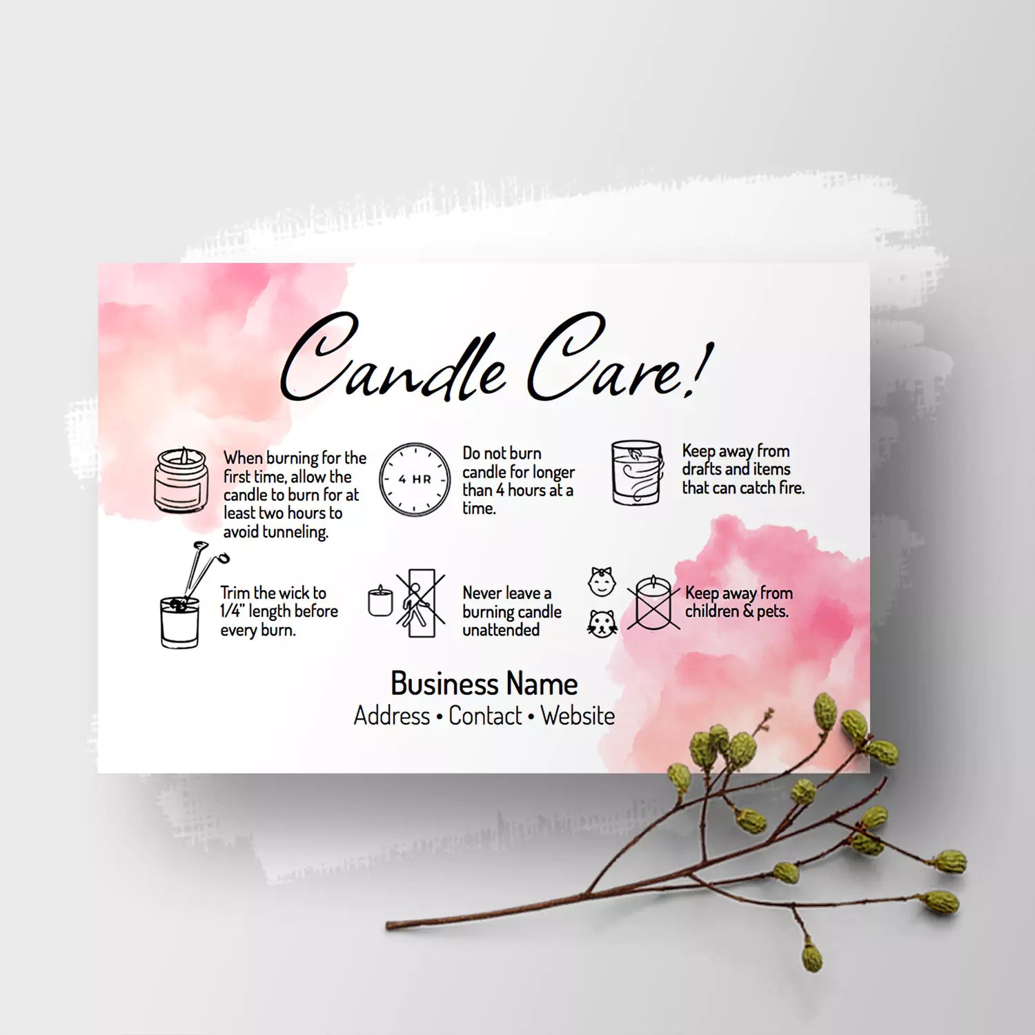 Summerville - Candle Care Card