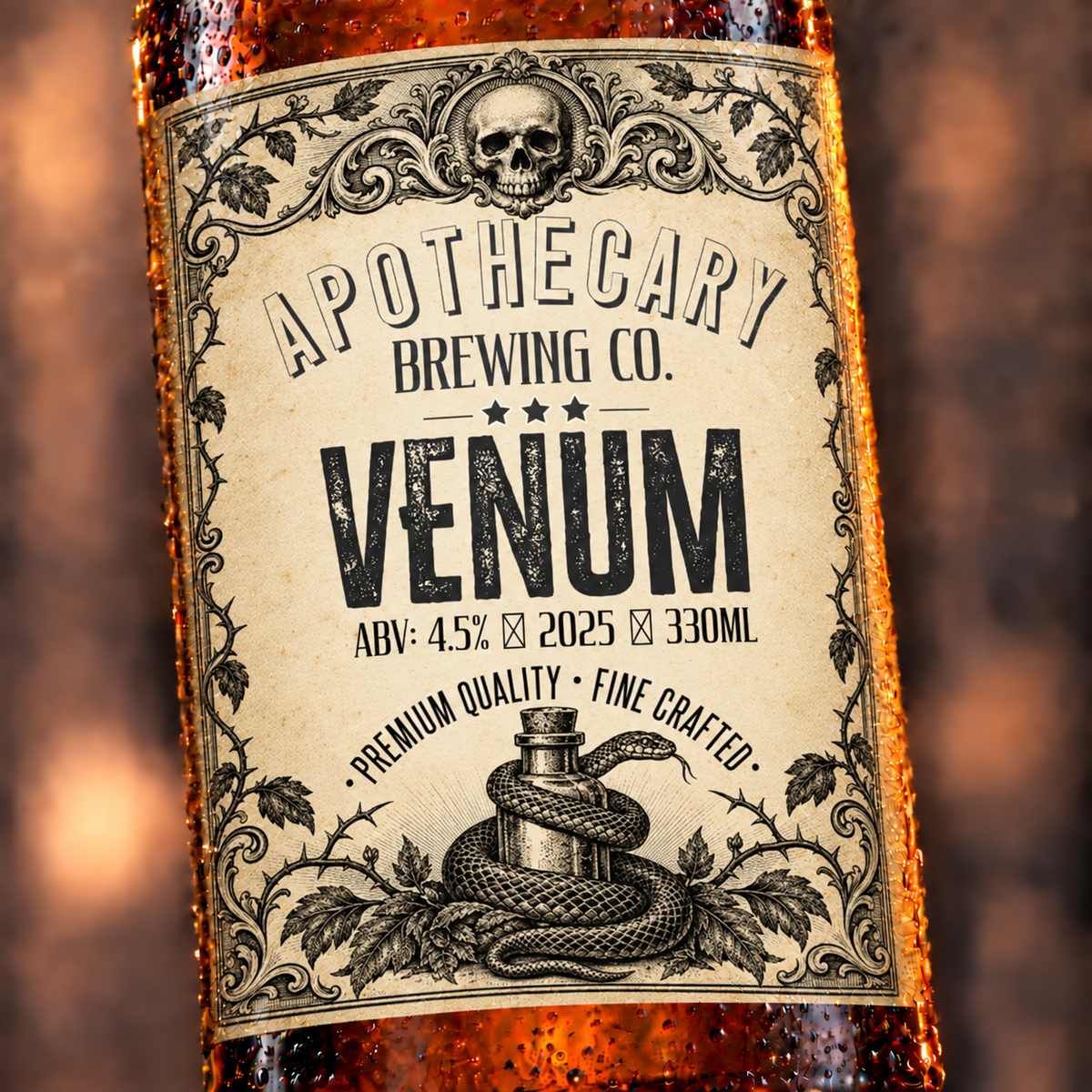 Venom - custom beer bottle labels