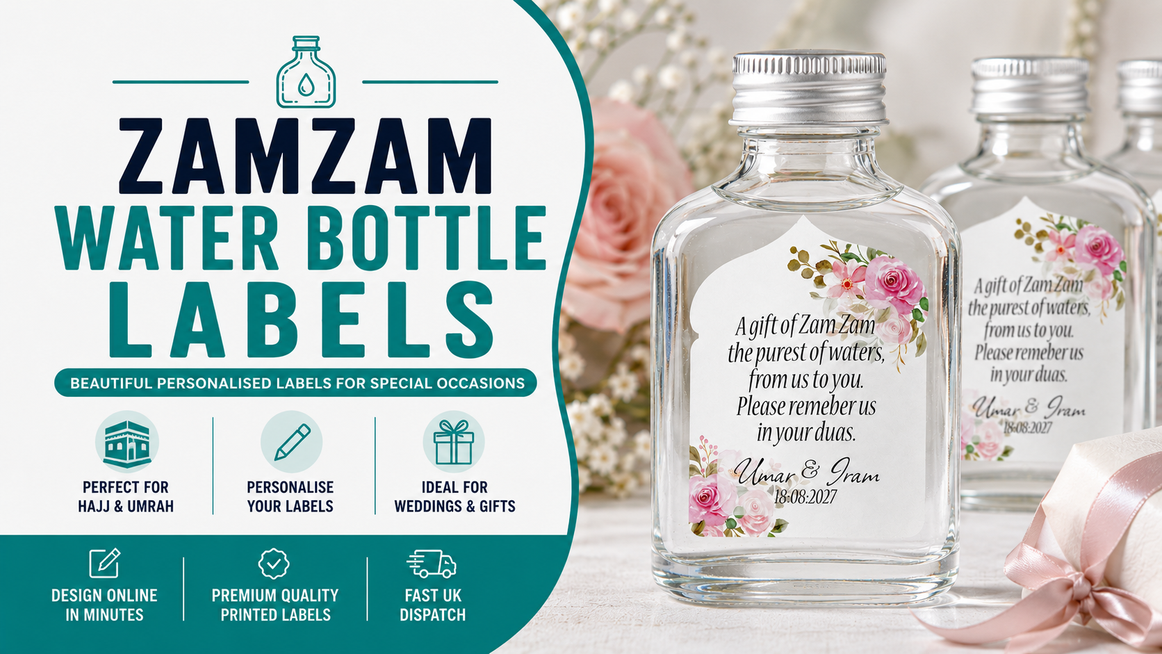 Custom ZamZam Water Bottle Labels & Stickers UK | Stikaroo